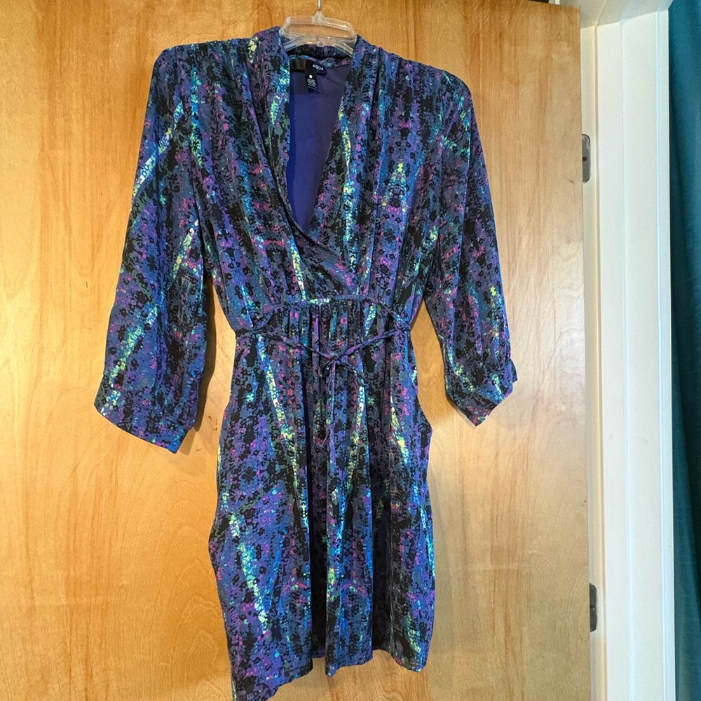 Multicolor Faux Wrap Dress